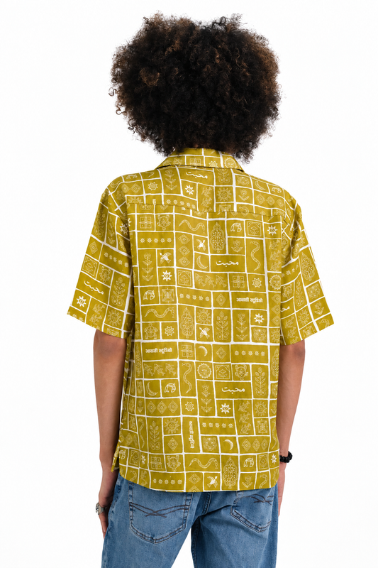 DUNIYA GOLDEN OLIVE BOWLING SHIRT