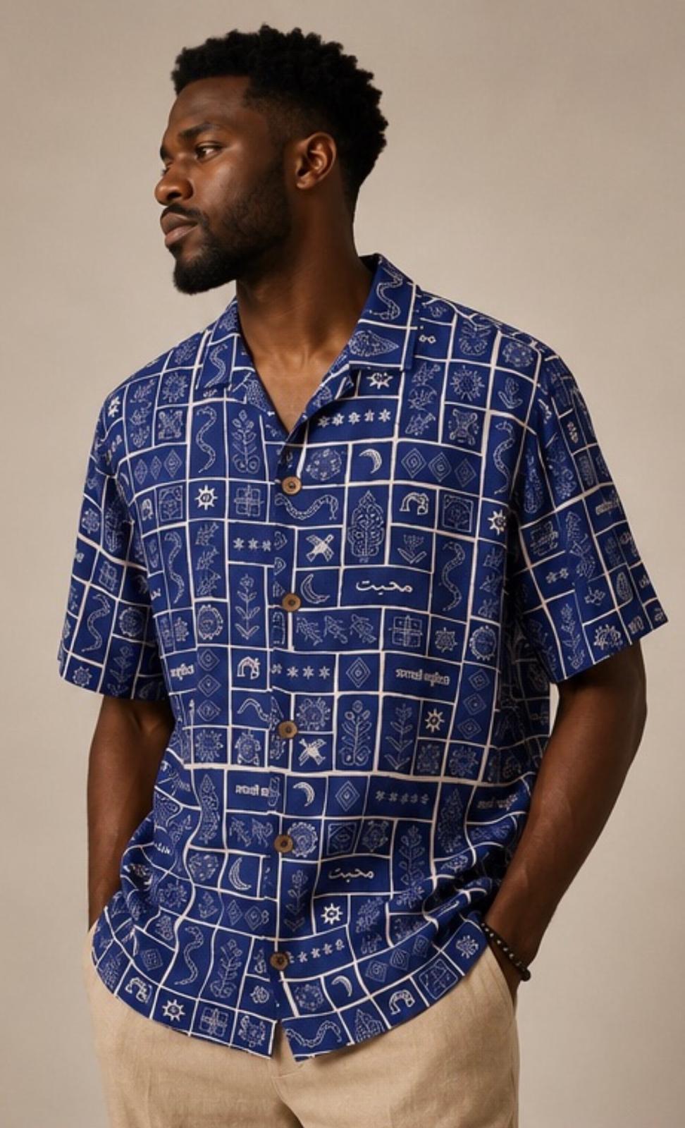 DUNIYA INDIGO BOWLING SHIRT